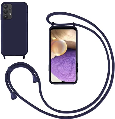 GoodcAcy Coque pour Samsung Galaxy A52/A52S avec Cordon Collier,Bleu | Étui avec Lanyard Réglable Protection Complète Housse Amovible Anti-Chute Lanière Bandoulière Case Coque avec Tour de Cou