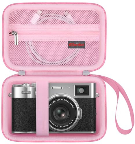 Elonbo Carrying Case for Fujifilm X100V/ X100VI/ X100F/ X100S Digital Camera, Compact Digital Camera Travel Storage Bag, Extra Mesh Pocket fits Charging Cables Battery SD Card and Accessories, Pink