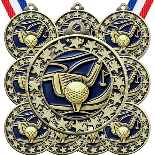 Misdary Golf-Preis-Medaillen mit Halsbändern, Teilnahme-Trophäen für Kinder, Sport, Mental-Auszeichnungen, Partygeschenke für Sportwettbewerbe, Feier, Geschenk, 12 Stück