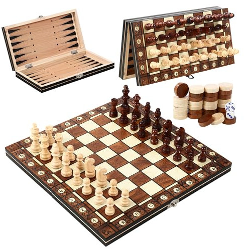 Scacchi magnetici, 3 in 1, scacchiera in legno, 29 x 29 cm, gioco di scacchi magnetico, pieghevole, scacchi per bambini, chess board per feste, attività in famiglia, buon compagno per viaggi