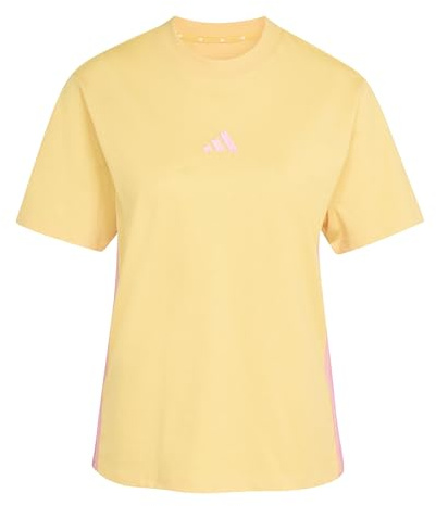 adidas Women's Essentials 3-Stripes Cotton T-Shirt, Semi Ice Tangerine/st Tropic Bloom, M