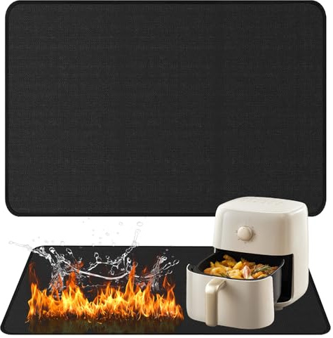 Hitzebeständige Küchenmatte, 60 x 40 cm, Isoliermatte für Heißluftfritteusen, Schutz für Küchenarbeitsplatten, rutschfeste Kaffeemaschinenmatte, induktionskochfeld schutzmatte