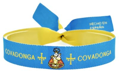 BDM Armband mit Jungfrau von Covadonga La Santina, bestickt, HD, verstellbar, hergestellt in Spanien, Schutz und Glauben, Geschenkidee für Devotos