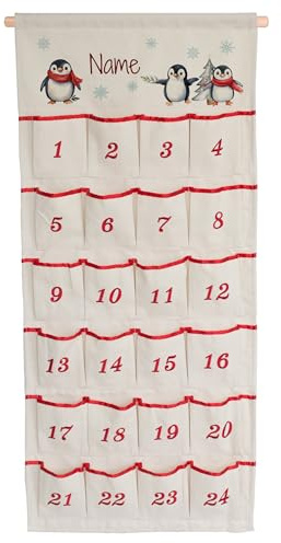 GRAZDesign Personalisierter Adventskalender aus Stoff mit 24 Taschen & Name zum selbst befüllen als nachhaltiger und wiederverwendbarer Kalender