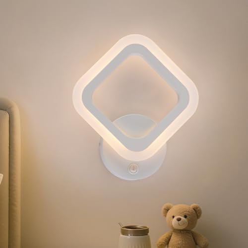 JAZME LED Wandleuchte Innen Modern, Quadratische Wandlampe mit 3 Farbtemperaturen 3000K/4000K/6000K, LED Wandbeleuchtung für Schlafzimmer, Wohnzimmer, Flur, Treppenhaus, Korridor, Weiß