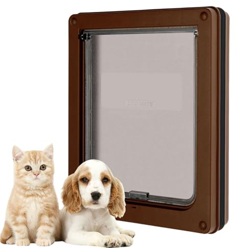 laxreheye Puerta para perros, cierre de solapa, puerta de gato para pared, rejilla con kit de montaje, seguro para niños, para interior, exterior, casa, apartamento, balcón, salón, dormitorio