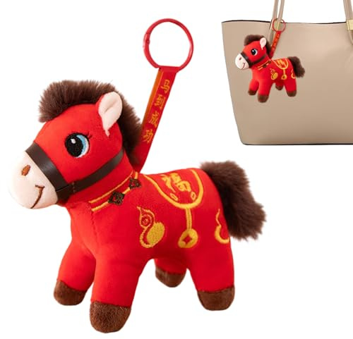 Générique 2026 Nouvel an Chinois Cheval Peluche - Déco Maison Chinoise Mignonne,Jouet en Peluche Cheval,pour Voitures Maison École Bureaux Cafés Librairies Vitrine Tables à Manger Lits