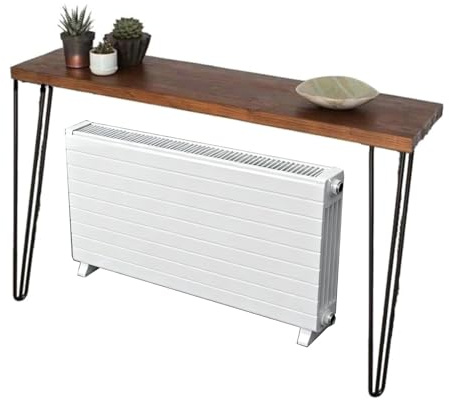 Rustic Wood Radiator Cover Console Table with Hairpin Legs - Narrow Entryway & Sofa Table for Small Spaces - Chic Home Décor & Storage Solution