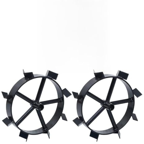 sephironlbb Metallräder 34 cm Durchmesser für 6,5 PS Benzin-Gartenfräse, 2 Stück Metall, kompatibel mit Bodenfräse und Motorhacke, ideal zum Umgraben und Lockern von Erde im Garten und Acker