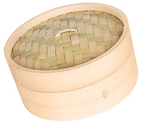 Tenlacum Natural Bamboo Steamer Basket Dim Sum Bamboo Steamers, Great for Asian Cooking, Buns, Dumplings, Vegetables, Fish - 6 inches (15cm)