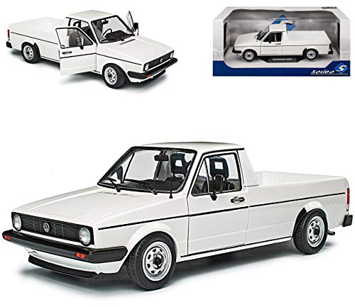 Volkwagen Caddy 14D Pick-Up Pritsche Weiss 1978-1992 1/18 Solido Modell Auto mit individiuellem Wunschkennzeichen