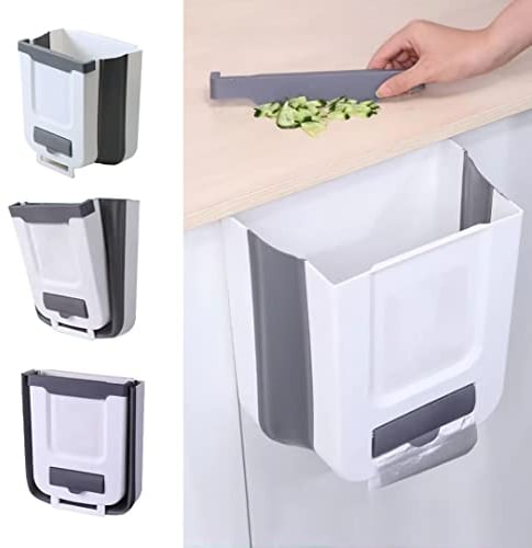 Cubos de Basura para la Cocina - Cubos de Basura Plegable 9L Multifuncional Bote de Basura Colgante Extraible para la Cocina,Utilizado en Cocina, Baño, Dormitorio, Automóvil (Con Gancho Invisible)