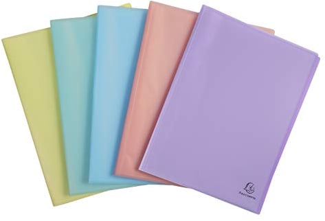 Exacompta 88570E Kunststoff-Sichtmappe Chromaline Pastell 50 Klarsichthüllen, 100 Sichten Einband aus mittelfestem transluzentem Polypropylen DIN A4 ideal für Büro und Schule 1 Stück Zufallsfarbe