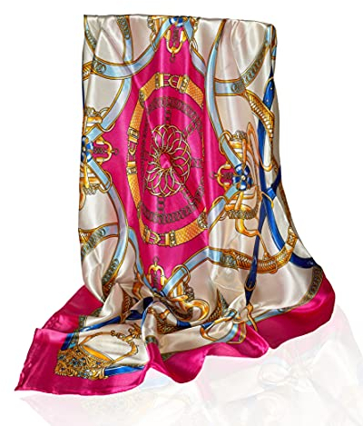 GLORIS Seidenschal Damen Rot Rose 90x90cm Elegante Seidentuch Haare Satintuch Halstuch Seide Bandana Tuch Kopftücher Damen Ansatz Scarf