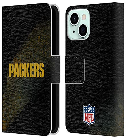 Head Case Designs Offizielle NFL Unschärfe Green Bay Packers Logo Leder-Wallet-Hülle Kompatibel mit Apple iPhone 13 Mini