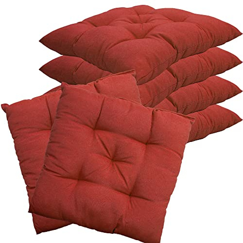 NYVI Stuhlkissen 38x38 cm ComfySeat Rot 6er Set - Sitzkissen mit 6 cm Comfort Sitzpolster - Indoor & Outdoor - Gartenstuhlkissen aus Baumwoll-Mischgewebe - ÖkoTex 100