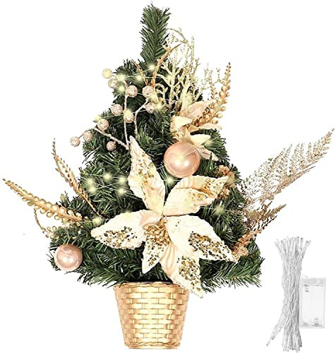 ADITAM Mini albero di Natale da appendere alla parete Decorazioni per l'albero di Natale Albero di Natale artificiale con luce a LED per la porta della parete dell'home office Double the