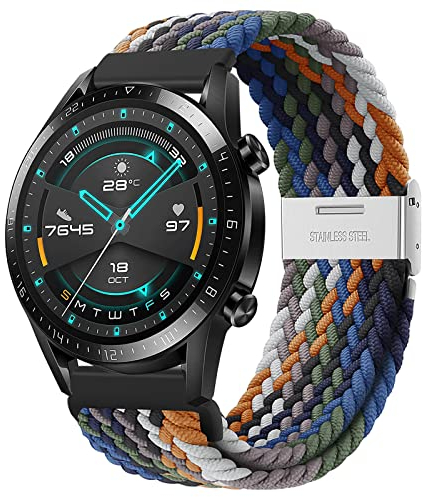 Elastisches Nylon Armband mit 22mm für Huawei Watch GT4/GT5/GT3 Pro 46mm & mehr - Klassisch & für den Sport