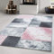 Carpetsale24 Teppich 280x370 cm – XXL Kurzflor Konturenschnitt in Pink Grau Weiß – Kariertes Design, Extra Weich, Pflegeleicht, Waschbar – Für Großes Wohnzimmer oder Esszimmer