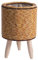 perfk Cesta tejida para planta con patas Cesta Maceta Piso Maceta Exhibición Estable Moderna Cesta de mimbre Maceta para salón Dormitorio Café, Cilindro Marrón Claro