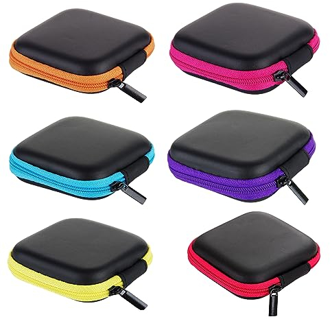 LMOGWL 6 Piezas Estuche portátil para Auriculares, Mini Organizador de EVA, Carcasa rígida con Cremallera y Malla Interna para Auriculares/Auriculares Bluetooth/Estuche para Auriculares pequeños