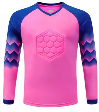 Doomiva Maillot Gardien de But avec Protection Rembourré Football T-Shirt à Manches Longues Sports Running Jogging Uniforme Homme