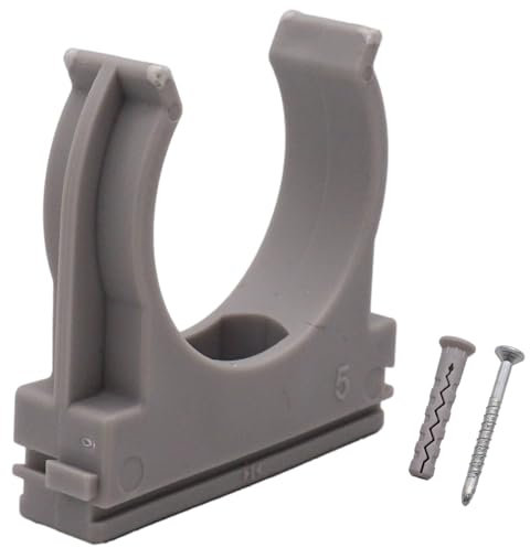 SKIR'CO (20 unidades) Clips de tubo, abrazaderas de plástico para tubos de 40 mm, abrazadera de tubo tipo U, ganchos de manguera, clips de tubo grises