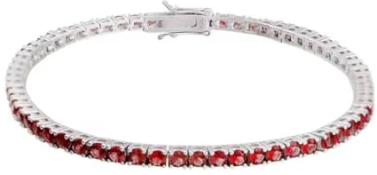 Gold Gala Tennis Armband 925 Sterling Silber Zirkonia Herren Damen (Rubin, 18.00)
