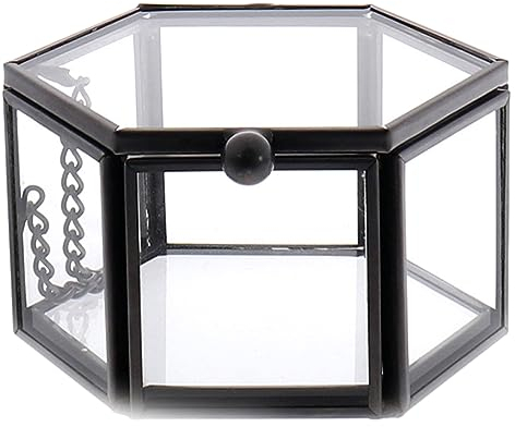 Geometrische Schmuckschatulle aus klarem Glas, Schmuckaufbewahrung, Ringbox, Halsketten, Armbänder, Ohrringe, Schmuckzubehör, Ringe, Aufbewahrungsbox, dekorative Glasbox, Klarglas, Vitrine,