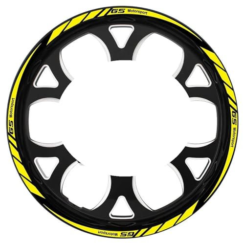 TYSMYXGS Motorrad 19''17''Rad Aufkleber Nabe Felgen Aufkleber Reflektierende Streifen Band Zubehör Für BMW R 1200 1250 GS F 650 GS G 310 GS F 750 GS Komplettes Set mit Felgenaufklebern(Gelb)