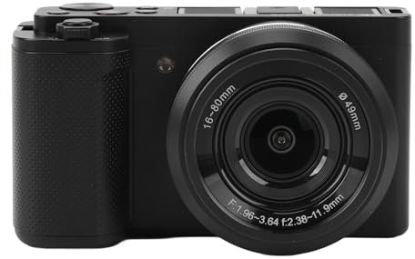 ASHATA Cámara sin Espejo, Cámara Digital sin Espejo 5K 64MP, Pantalla Táctil Giratoria de 3,2 Pulgadas, Enfoque Inteligente, Cámaras de Vídeo Vlogging para Fotografía, Interfaz de