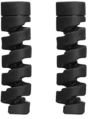 2 Pcs Wire Protector, Silicone Cable Anti-Breakage Protective Cover Reusable Charger Spiral Cable Protector Silicone Cable for Phones Laptops Data Spiral Cable Protector Sleeve (Black)