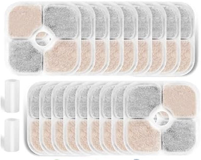 16 PCS Filtre Fontaine Eau Chat pour Catit, Filtre Fontaine Chat avec 2 Tuyaux, Filtre Fontaine a Eau Chat avec Triple Système de Filtration, Filtre pour Fontaine a Eau pour Chat