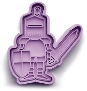Ritter Keksausstecher – PLA Ausstechform zweiteilig mit Stempel – Ausstecher für Kindergeburtstag, Ritterparty & kreative Backideen – Geschenk für kleine Abenteurer