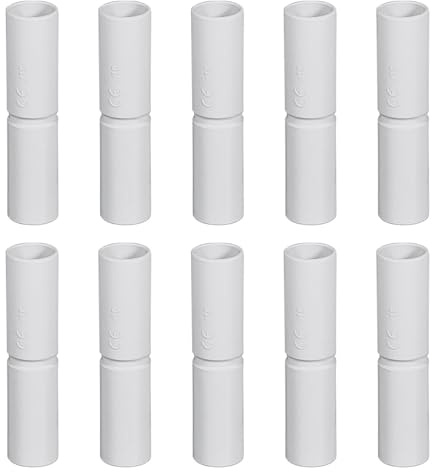 Lot de 10 raccords droits pour raccordement entre tuyaux rigides, diamètre 16 mm, longueur 80 mm, IP40 pour intérieur, pvc rigide, manchon pour installation électrique hors mur, gris RAL7035