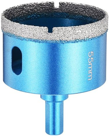 PATIKIL 2-11/64 Diamond Hole Saw 55mm 3-Flat Shank Blue | Diamond Tip Hole Cutter for Hand Drilling Ceramic Porcelain Marble Tiles Stone Brick Hard Material