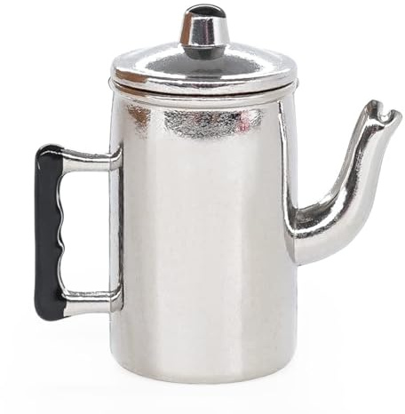 Chenxi Studio Retro 1/12 Scale Miniature Metal Coffee Pots with Lid for Dollhouses Kitchen Accessory Collectible Retro Miniature Coffee