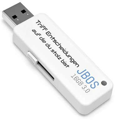 JBOS 16GB USB 3.0 Slider USB-Stick–Mit Schiebemechanismus und gedrucktem Inspirationsspruch – Schneller Datenspeicher für Büro,Lernen und als Geschenk-Weißer