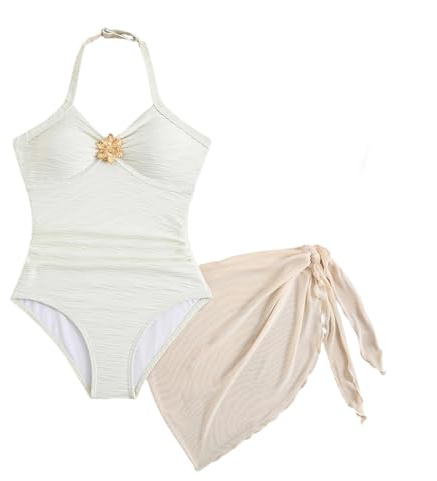 Maillot de bain une pièce pour filles de 7 à 16 ans avec cache-maillot pour adolescentes, séchage rapide, sans manches, maillot de bain de plage extensible pour vacances, piscine, spa, surf