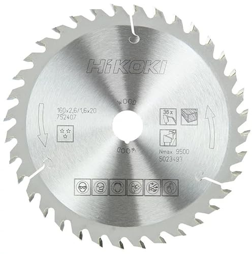 HIKOKI 752415 - Disco para sierra circular e ingletadora 165x1,8x1,2 mm eje 20 mm 36 dientes para madera