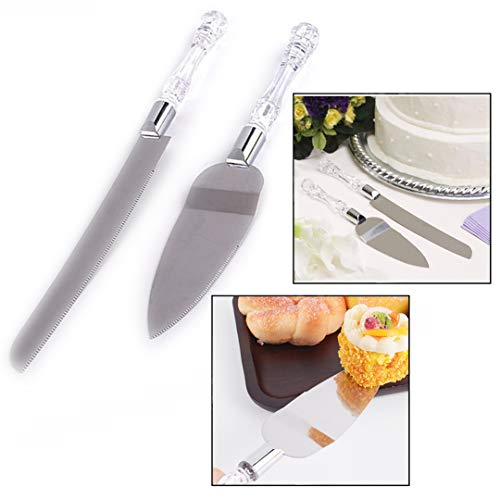 OFKPO 2 Piece Spatules à Pâtisserie Couteau à Gâteau, Ensemble de Couverts à Gâteau en Acier Inoxydable Couteau et Pelle de Service pour Anniversaire de Mariage