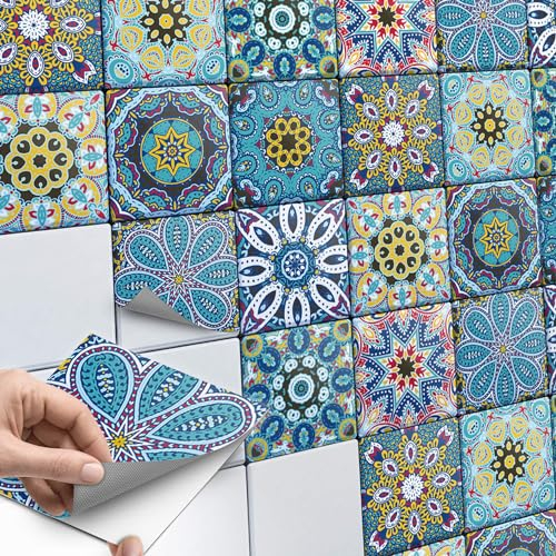 CREATISTO Mosaik-Fliesen Fliesensticker Fliesenfolie - Klebe Folie für Wandfliesen I Stickerfliesen - Mosaikfliesen für Küche, Bad, WC Bordüre (10x10 cm I 72 -Teilig)