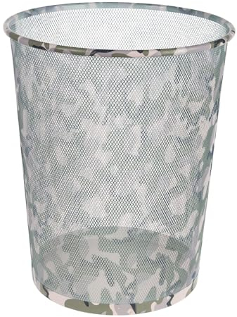 Idena 12095 - Papierkorb Metall Camouflage, ca. 17,7 Liter Fassungsvermögen, Mülleimer für Büro und Kinderzimmer, 1 Stück