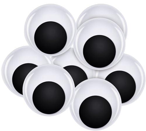 TOAOB 8 Stück Selbstklebend Wackelaugen Groß 60mm Runde Wiggle Googly Augen Kunststoff Puppe Augen Kulleraugen Selbstklebend Aufkleber für DIY Scrapbooking Handwerk