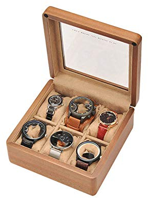 watch box Massivholz-Uhrenbox 6 Stück einfache Uhrenbox für den Haushalt Aufbewahrungsbox aus massivem Holz, stark und verschleißfest