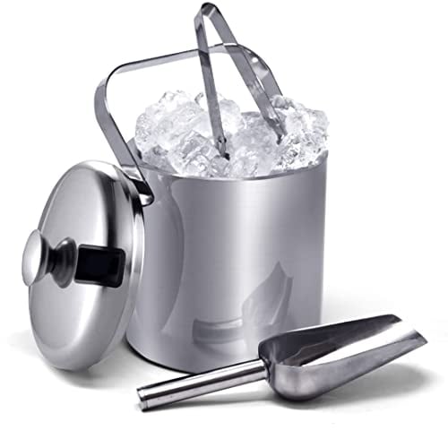 Joejis Seau a Glacon Isotherme avec Pinces Poignée Couvercle 1,5L Double Paroi en Acier Inoxydable - Seaux et Pinces à Glaçons - Rafraîchisseur Champagne