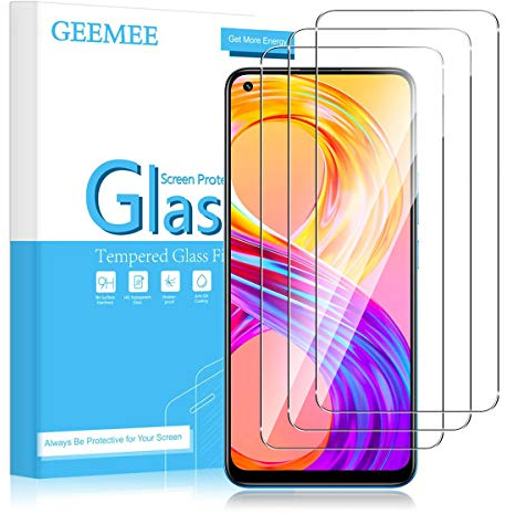 GEEMEE Protector de Pantalla para Realme 8 4G/Realme 8 Pro (6,4),3 Pack Cristal Película Vidrio Templado Dureza 9H Alta Sensibilidad Cubierta Completa Screen Protector Film