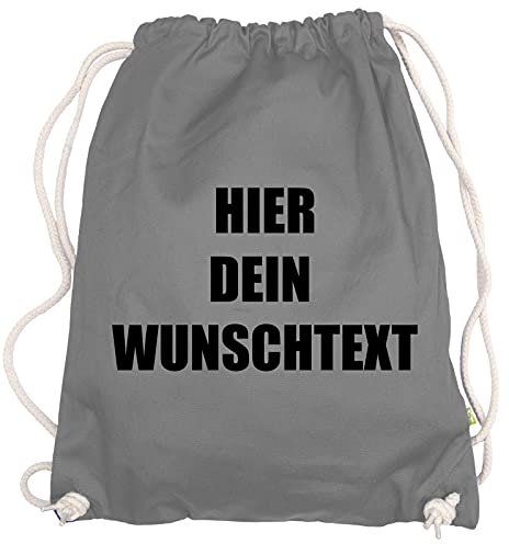 Ma2ca® Gymsac Turnbeutel/Jutebeutel Rucksack Bag Seesack mit eigenen Wunschtext Personalisieren lightgrey