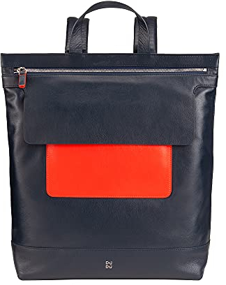 DUDU Herrenrucksack, weicher lässiger Damenrucksack aus echtem Leder mit Reißverschluss Großer bunter Rucksack für die Arbeit und Freizeit Navy