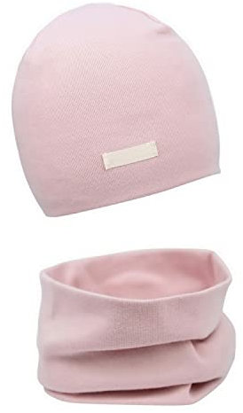 FORUHOO Mädchen Mütze Set mit Schal Kinder Beanie für Herbst Winter Baumwolle 2er(Set: Rosa,49-53)